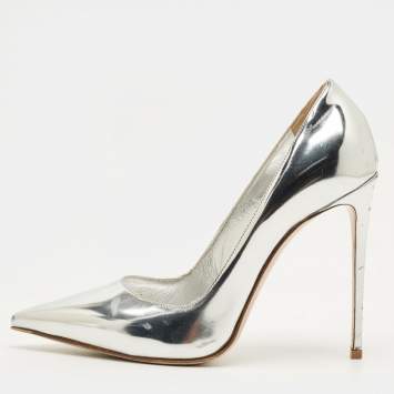 مملوكة مسبقًا Le Silla Size 38 Silver Leather Pointed Toe Pumps