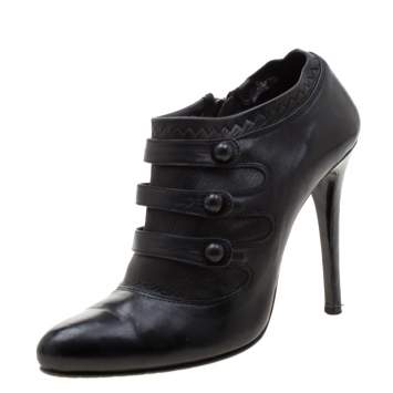 Pre Owned Le Silla Black Leather Booties Size 39