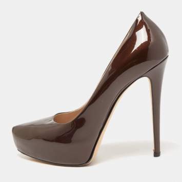 Pre Owned Le Silla Brown Patent Leather Pumps Size 38