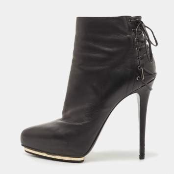Pre Owned Le Silla Black Leather Ankle Boots Size 39