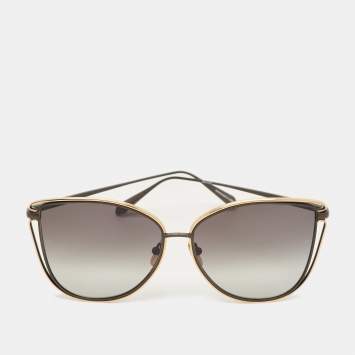 Pre Owned نظارة شمسية ليندا فاروا أسود غير لامع/ذهبي اللمعان 8642 ديناه فراشة