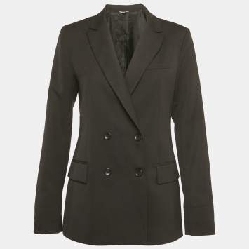 Pre Owned Liu Jo Black Wool Blend Double Breasted Blazer M