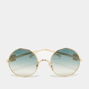 Pre Owned Loewe Green Gradient LW40107U Round Sunglasses