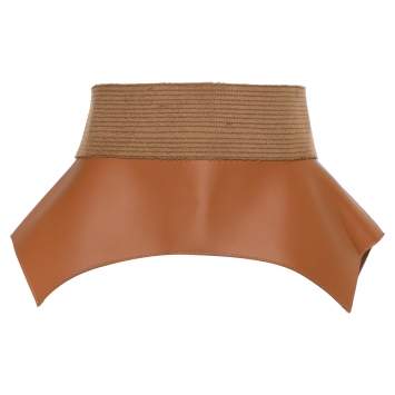 Pre Owned Loewe Tan/Beige Leather and Calfhair Obi Corset Belt M