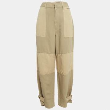 Pre Owned Loewe Brown Linen Blend Patch Pocket Cargo Pants S