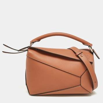 Pre Owned Loewe Brown Leather Small Puzzle Shoulder Bag