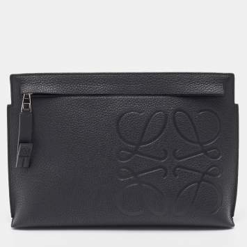 Pre Owned Loewe Black Leather Anagram T Pouch