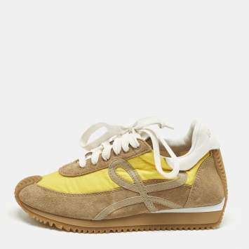 مملوكة مسبقًا حذاء رياضي لووي سويدي وجلد بني قصير مقاس 39