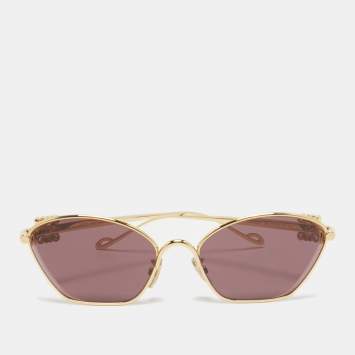 Pre Owned Loewe Plum/Gold LW40115U Cat Eye Sunglasses