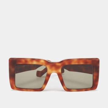 Pre Owned Loewe Tortoise/Green LW40018I Square Sunglasses