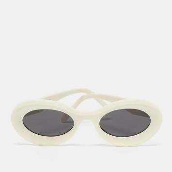 Pre Owned Loewe Off White/Black LW4011OU Frame Oval Sunglasses