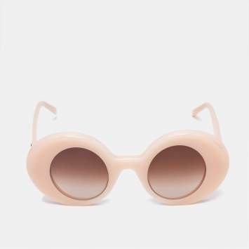 Pre Owned Loewe Peach/Brown Gradient LW40089I Frame Oval Sunglasses