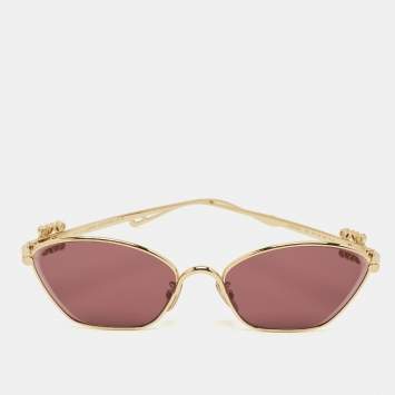 Pre Owned Loewe Purple/Gold Tone LW40115U Anagram Cat Eye Sunglasses