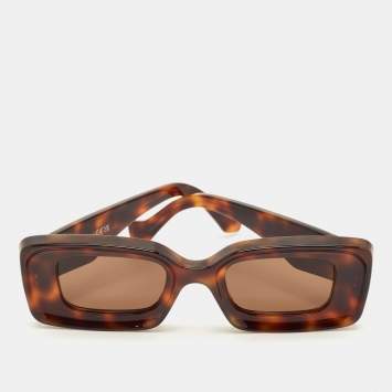 Pre Owned Loewe Tortoise Brown Anagram LW40101I Frame Rectangle Sunglasses