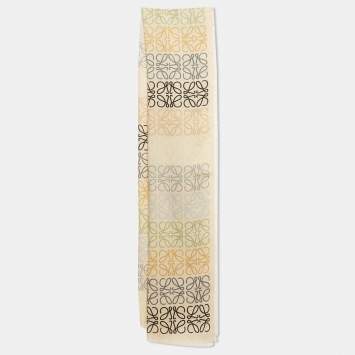 Pre Owned Loewe Cream Anagram Wool Scarf