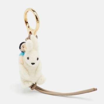 Pre Owned Loewe Rabbit Fabric and Leather Gold Tone Bag Charm