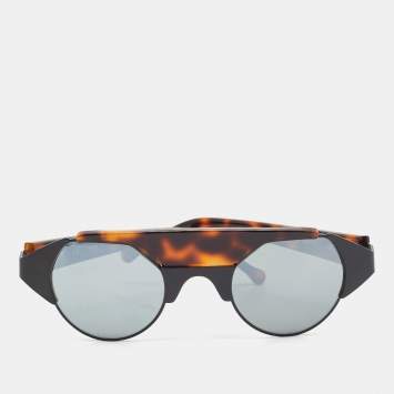 Pre Owned Loewe Tortoise Brown/Black SLW 489 Ashley Round Sunglasses 