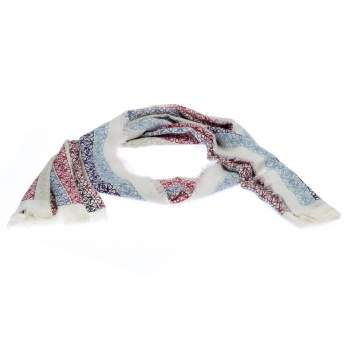 Pre Owned Loewe White Anagram Printed Wool Scarf