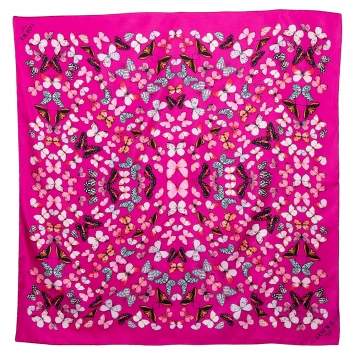 Pre Owned Loewe Magenta Butterfly Print Silk Scarf