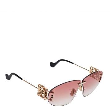Pre Owned Loewe Gold Tone/ Pink Gardient LW40048U Rimless Sunglasses