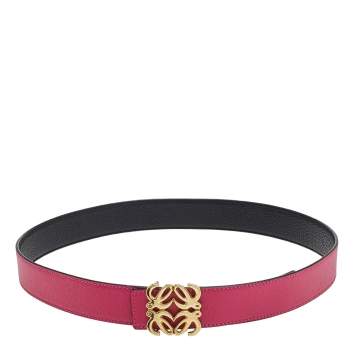 Pre Owned Loewe Pink/Black Leather Anagram Reversible Buckle Belt 85CM