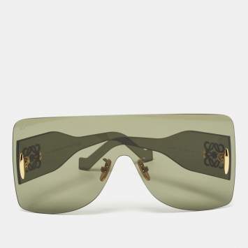 Pre Owned Loewe Green LW40093U Shield Sunglasses 