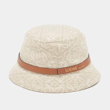 Pre Owned Loewe Beige Anagram Cotton Bucket Hat