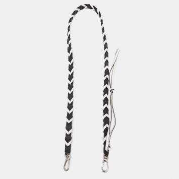 Pre Owned Loewe Black/White Leather Bag Strap