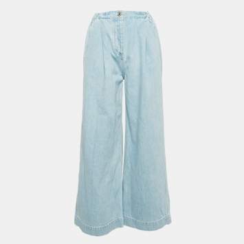 Pre Owned Loewe Blue Washed Denim Wide-Leg Jeans S Waist 26"