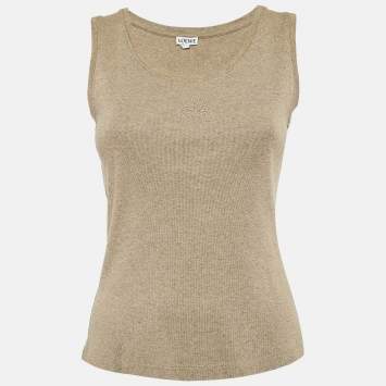 Pre Owned Loewe Taupe Green Cotton Knit Tank Top M