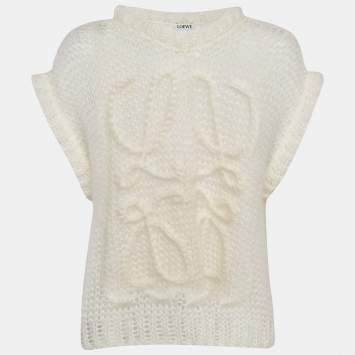Pre Owned Loewe White Anagram Mohair Sheer Vest M