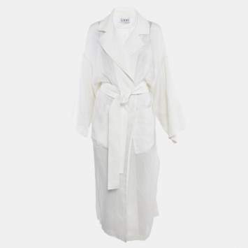 Pre Owned Loewe White Sheer Cambric Cotton Belted Jacket M