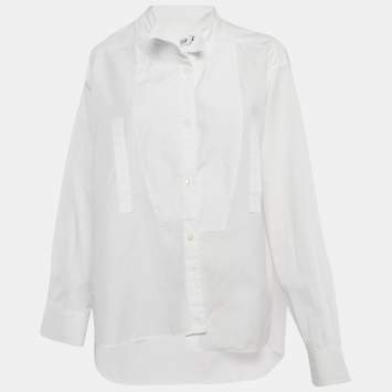 Loewe White Cotton Button Front Asymmetric Loose Fit Shirt L