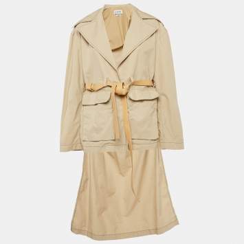 Loewe Beige Cotton Asymmetric Belted Trench Coat M