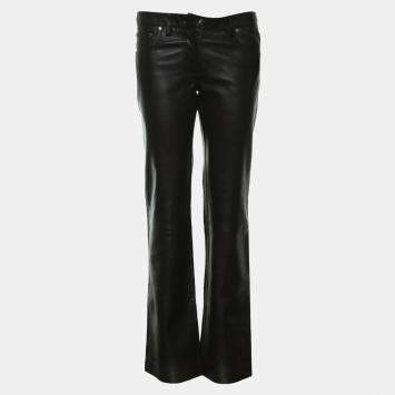 Pre Owned Loewe Brown Leather Long Pants EU 38