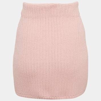 Pre Owned Loewe Pink Crochet Mini Skirt S 