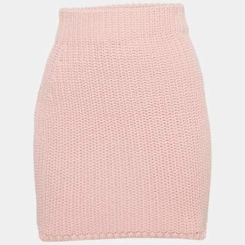 Pre Owned Loewe Pink Crochet Mini Skirt S 