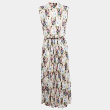 Pre Owned Loewe White Floral Print Jersey Asymmetric Maxi Dress XL