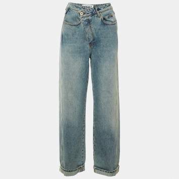 Pre Owned Loewe Blue Washed Crossover Waist Denim Jeans M Waist 28" 