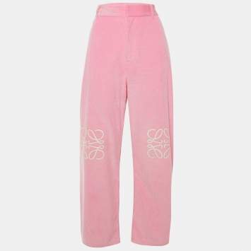 Pre Owned Loewe Pink Anagram Corduroy Baggy Pants XL