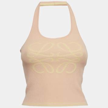 مملوكة مسبقًا  Loewe x Paula's Ibiza Pink Anagram Rib Knit Crop Top XS