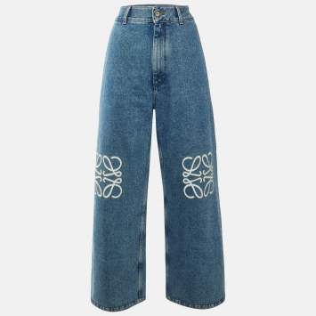 Pre Owned Loewe Blue Anagram Denim Baggy Jeans L/Waist 34"