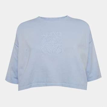 مملوكة مسبقًا Loewe Purple Anagram Embroidered Jersey Crop Top S