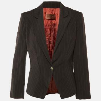 مملوكة مسبقًا Loewe Vintage Brown Striped Wool Slim Fit Blazer L 