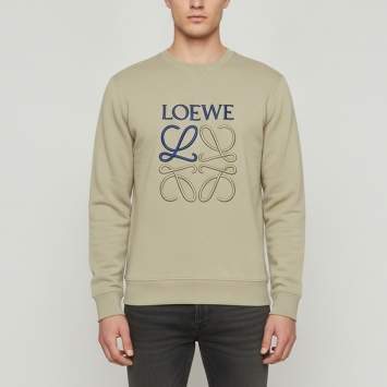 Pre Owned Loewe Green Jersey Anagram Long Sleeve Sweatshirt S