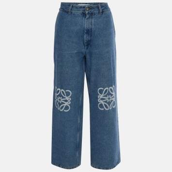 مملوكة مسبقًا Loewe Blue Denim Anagram Cut-Out Baggy Jeans M/Waist 32"