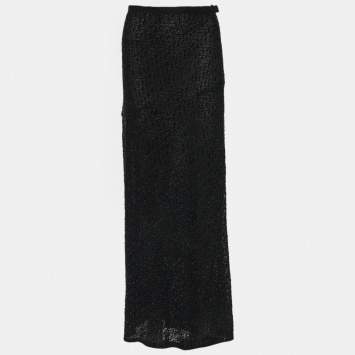 Pre Owned Loewe Black Bead Embellished Silk Maxi Skirt S