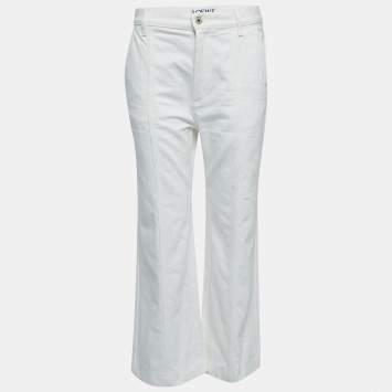 Pre Owned Loewe White Denim Wide-Leg Jeans M Waist 28"