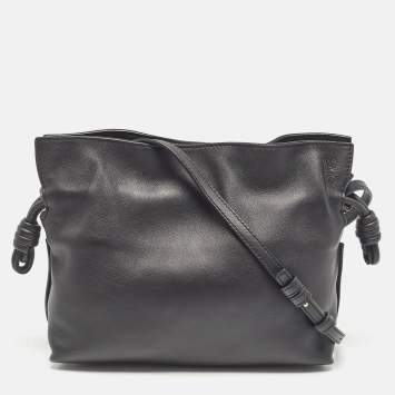 Pre Owned Loewe Black Leather Flamenco Shoulder Bag