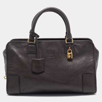 Pre Owned Loewe Dark Brown Leather Medium Amazona Satchel